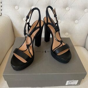 Halston Heritage Leona solid leather platform sandal